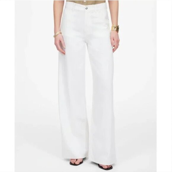 NWT Madewell Petite Superwide Leg Jeans Airy Denim Womens 28 28P White NU708 - Picture 1 of 15